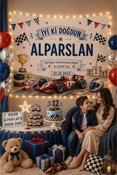 LUNA DİZAYN Kişiye Özel Yatay Doğum Günü Happy Birthday Duvar Örtüsü Duvar Ha...