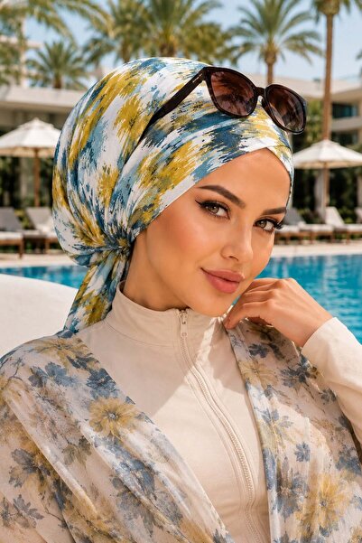 Aişe tesettür Asparagus Patterned Cross Bonnet