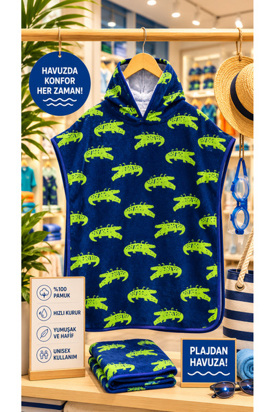 TaraAura %100 Pamuk Renkli Oversize 3-8 Yaş Çocuk Pançosu