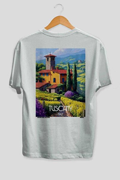 Ankhises Tuscany Italy White Oversize Country City Back Printed Unisex T-Shir...