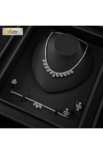 jewelrystore طقم اكسسوارات زركون تشوكر مع العلبه