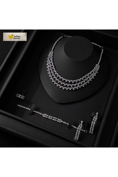 jewelrystore طقم اكسسوارات زركون تشوكر مع العلبه