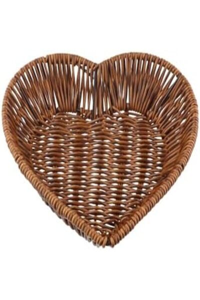 zaoalife 1PCS Heart-Shaped Rattan Basket, Heart-Shaped Woven Storage Basket, ...