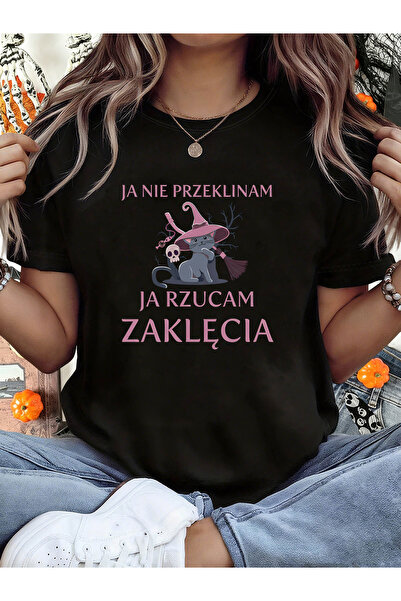 12 HERTZ Polish Don't Swear I Cast Spells Letter Print T-shirt, Short Sleeve ...
