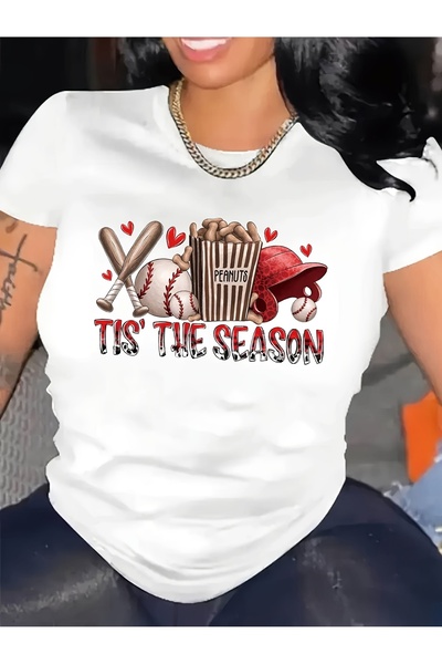 212Wear Women'S Casual Short-Sleeve Round-Neck Printed T-Shirt for The Baseba...