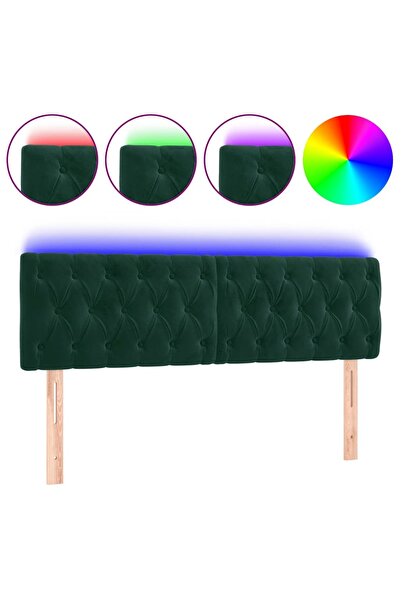 vidaxl Tăblie de pat cu LED, verde închis, 144x7x78/88 cm, catifea