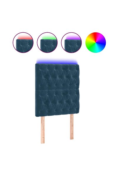 vidaxl Tăblie de pat cu LED, albastru închis, 80x7x118/128cm, catifea