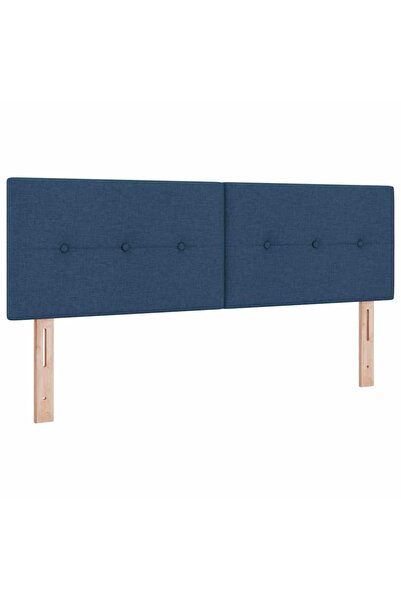 vidaxl Tăblie LED cu benzi LED cu headboard albastru 144 cm țesătură