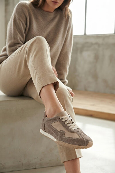 Solly Pamir 6397 Sand Suede Genuine Leather Women's Sneaker