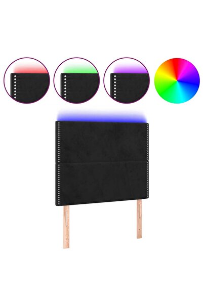vidaxl Tăblie de pat cu LED, negru, 80x5x118/128 cm, catifea