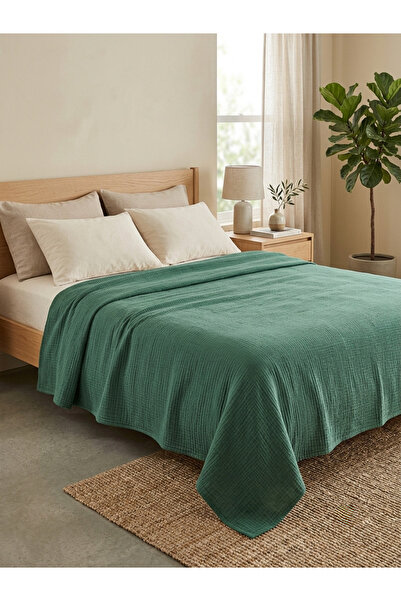 CollessiaHome 4 Layer 100% Cotton Double Muslin Bedspread - King Size (240X26...