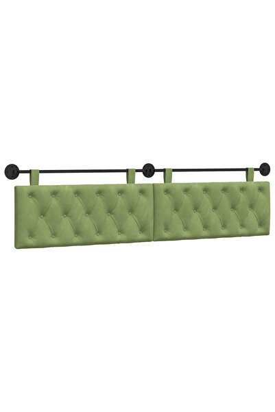vidaxl Tăblie de pat suspendată Cu lumină LED Verde deschis Catifea