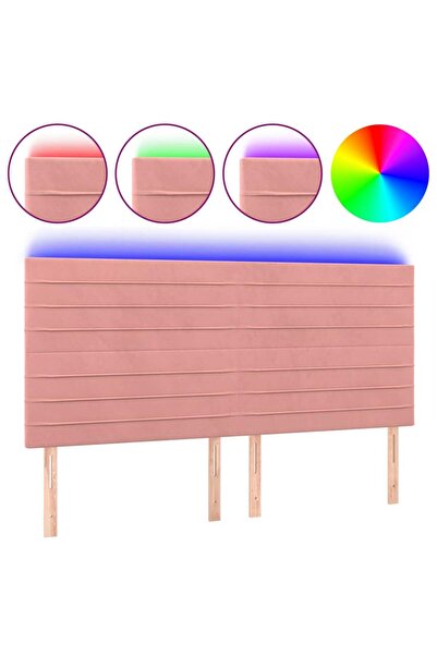 vidaxl Tăblie de pat cu LED, roz, 180x5x118/128 cm, catifea