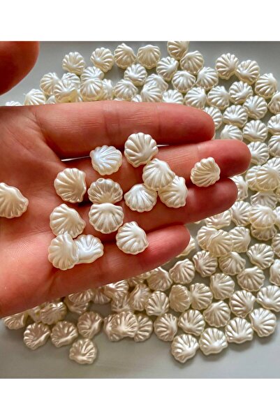 312 KONSEPT 50 Adet Midye İstiridye Şekilli Sedefli Plastik Boncuk 1,2 cm (12...