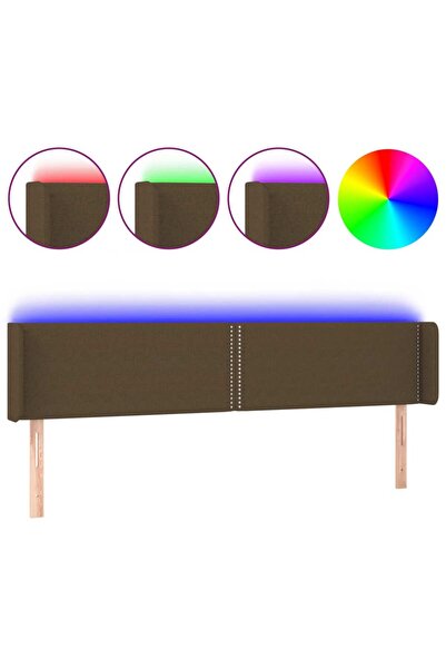 vidaxl Tăblie de pat cu LED, maro închis, 203x16x78/88 cm, textil