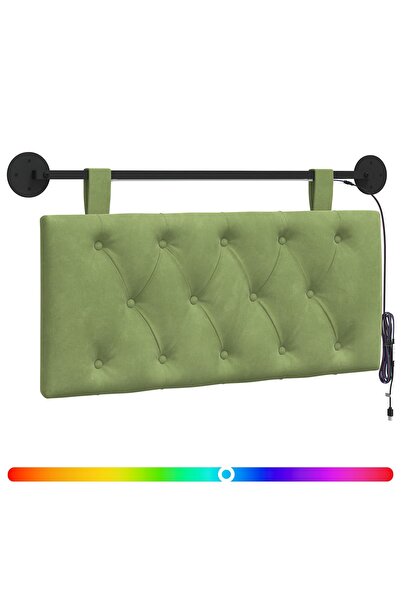 vidaxl Tăblie de pat suspendată Cu lumină LED Verde deschis Catifea