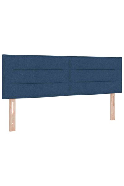 vidaxl Tăblie LED cu benzi LED cu headboard albastru 144 cm țesătură