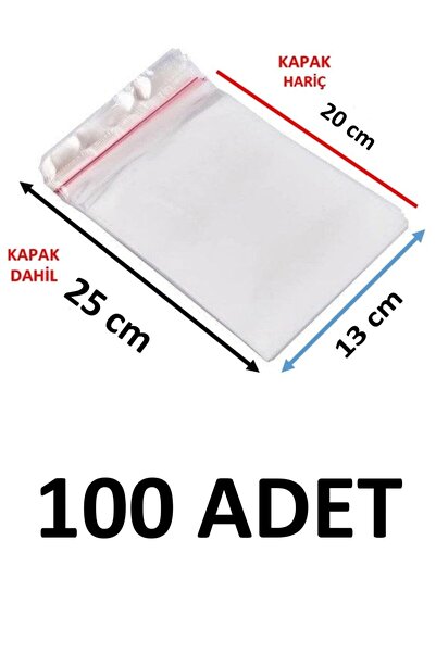 MTKardeşler 100 قطعة 13×20+5 سم كيس جيلاتين شفاف لاصق