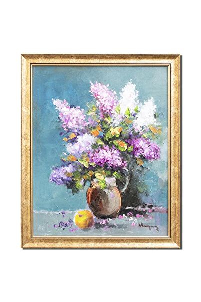 artnova Рамкирана ръчно рисувана картина с люляци, Чистота, 55x45 см, маслена...