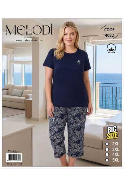 %100 COTTON Büyük Beden Kapri Pİjama Takım