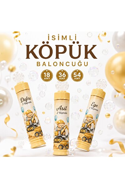 Bkmc Kişiye Özel İsim Baskılı İnşaat Temalı Köpük Baloncuk Bubble Oyuncağı Ço...