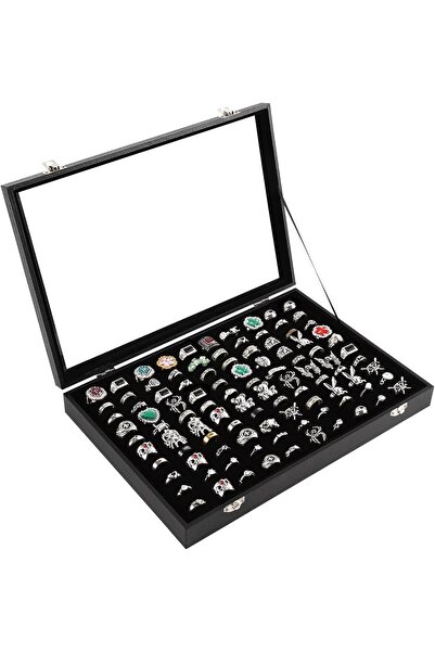Arabest Jewelry Storage Box,100 Slots Ring Holder,Display Case Organizer with...