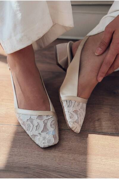 I Love Shoes Delsen Beige Lace Satin Women's Mary Jane