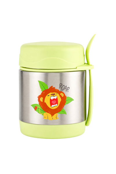 BONBON - Stainless Steel Food Jar With Spork - Lion - 300 ml