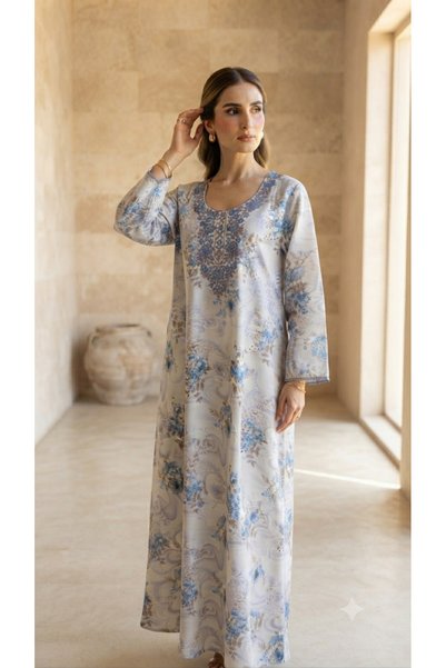 Maison Emarat Garden Embroidered Jalabiya – Luxury Floral Modest Maxi Dress