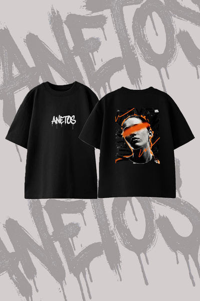 Anetos Μπλουζάκι Urban Portrait Design με στάμπα στην πλάτη, βαμβακερό μαύρο ...