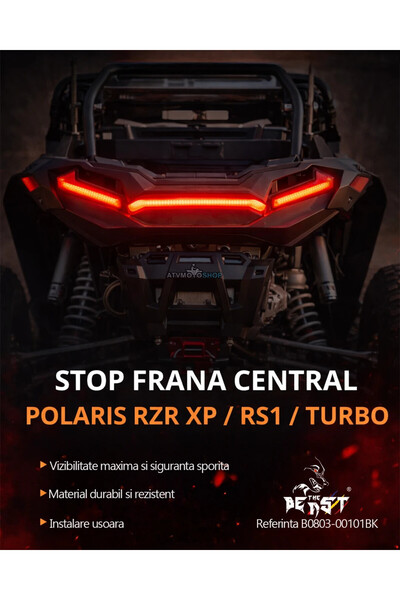 The Beast ΣΤΟΠ ΦΩΣ ΚΕΝΤΡΙΚΟ LED POLARIS RZR XP / RS1 / TURBO ΜΑΥΡΟ