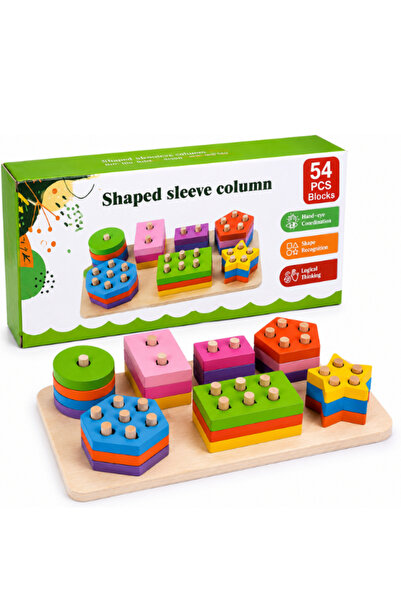 ABADE Wooden Shape Sorting & Stacking Toy for Toddlers, Montessori Learning T...