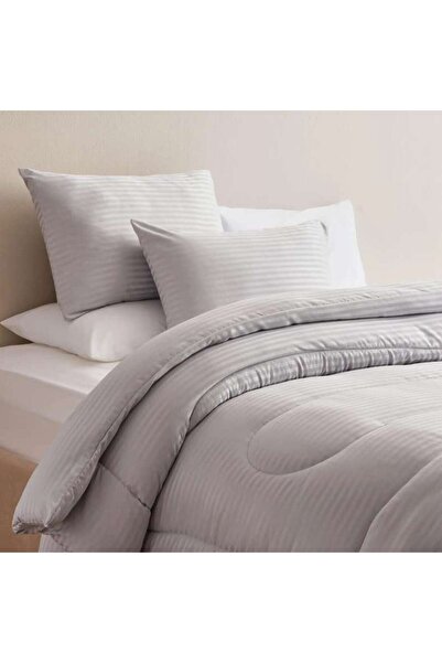 PAN HOME Satin Stripe 3-piece Full Comforter Set 160x220cm - Silver