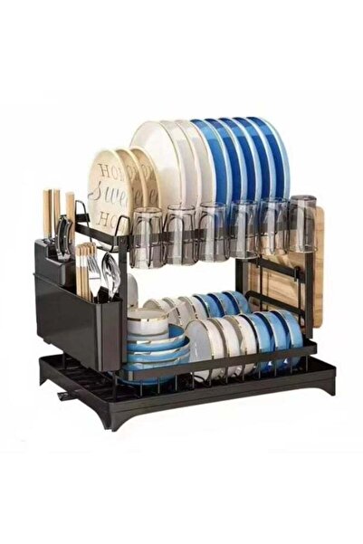 Generic Mini Treasures 2 Tier Dish Drying Rack, Dish Drainer with Drip Tray &...