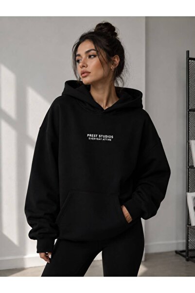 TREND EMMODA Women's Pretti Studios Printed Oversize Hooded Sweatshirt