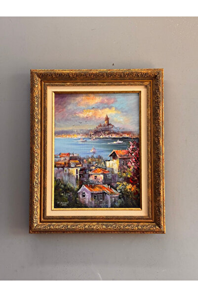 İSTANBUL GALATA KULESİ MANZARALI YAĞLI BOYA TABLO 55X45 CM