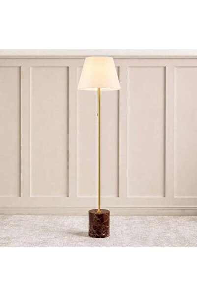 PAN HOME Mermax E27 Marble Base Floor Lamp with Pull Switch 42x165cm - Satin ...