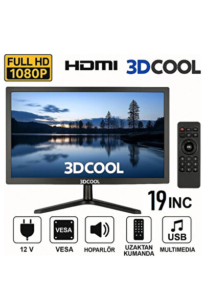 Mellifera 12V LED 1080P FULL HD MONİTÖR TV (KUMANDALI) (HDMI,VGA,AUX,USB)