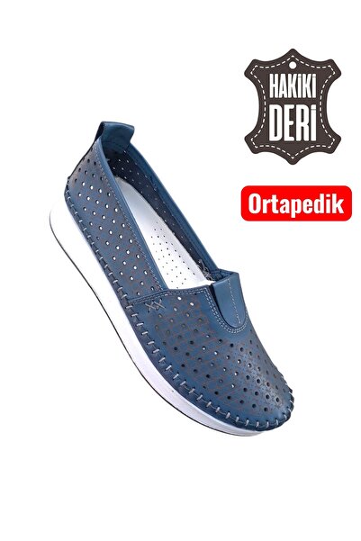 Viyolas Hakiki Deri Kadın Ayakkabısı Lastikli KD