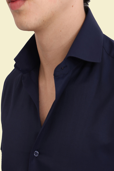 Picuardo Erkek Slim Fit Uzun Kollu Kolay Ütülebilen Pamuklu Düz İtalyan Gömlek