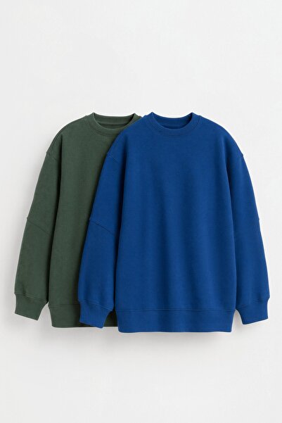 LEFTIES 2'li düz renkli pelüş sweatshirt paketi