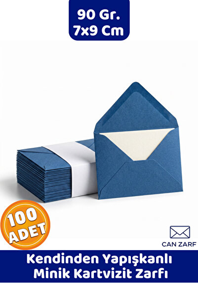 CANVELA 100 Adet Lacivert 7x9 Cm Küçük Zarf 90 Gr. Kendinden Yapışkanlı Minik...