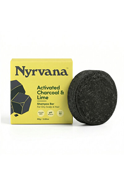 Nyrvana Activated Charcoal & Lime Shampoo Bar, Clarifying Detox Shampoo for O...