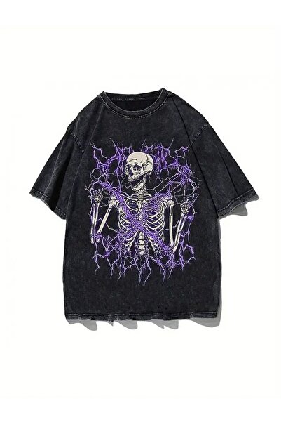 bellanova Unisex πολύχρωμο μπλουζάκι με στάμπα Oversize Streetwear Άνετη εφαρ...