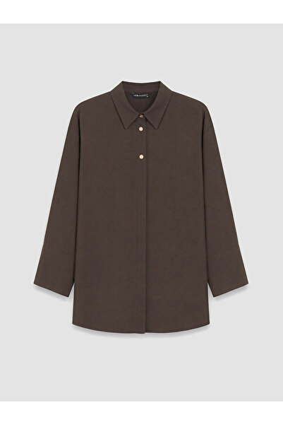 LC Waikiki Lcw Modest Brown Women's Shirt Tunic