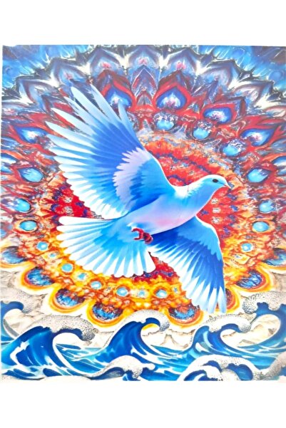 LİVA CRAFT Art & Craft Diamond Mosaic Painting, 50X40Cm Blue Pigeon Bead Glui...