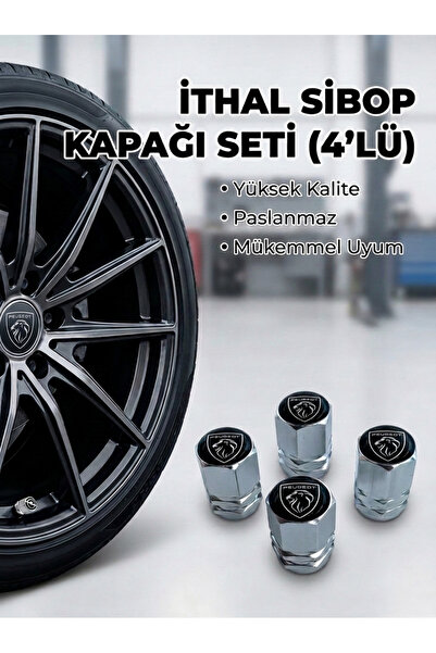 Lazer Store Peugeot 3008 ile Uyumlu Logolu Alüminyum Gümüş Altıgen Sibop Kapa...