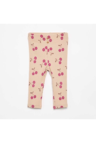 KIABI Long Patterned Ribbed Leggings BEIGE