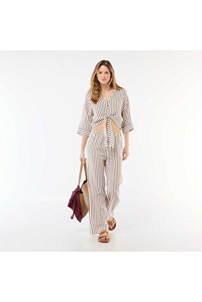 KIABI Linen trousers with 2 pockets BEIGE