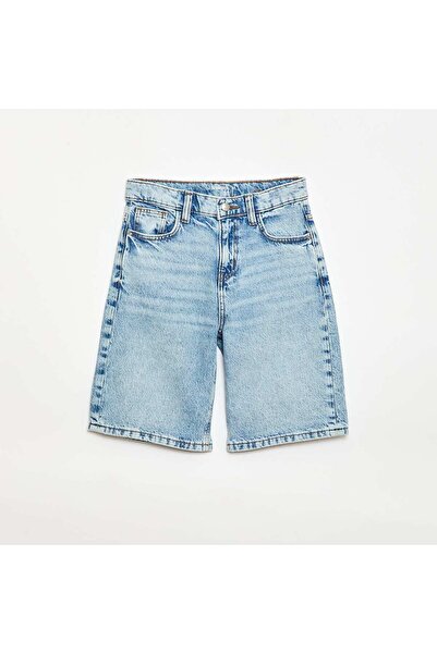 KIABI Baggy Denim Bermuda Shorts in Cotton BLUE